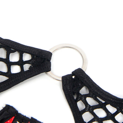 SUBBLIME Reggiseno in rete di pelle verniciata rossa L/XL – Design moderno e sensuale per le donne