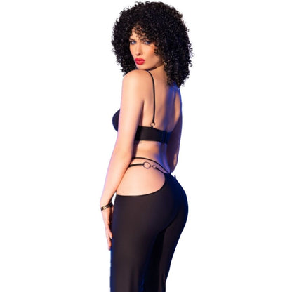 Chilirose CR 4851 Completo Top e Leggings Neri con Accessori Dorati – Completo Elegante per Occasioni Speciali