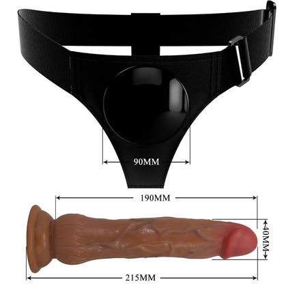 PRETTY LOVE - KYTON HARNESS UNIVERSAL BRIEFS WITH SQUIRTING DILDO 19 CM MULATO