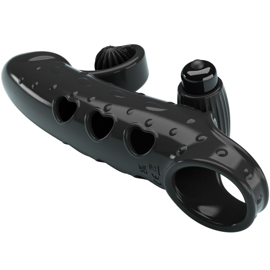 ROMANCE Funda Para Pene Con Vibración Negra – Estimulador Ergonómico Para Placer Personalizado