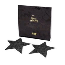 Copricapezzoli BIJOUX Indiscrets Flash Star Nero – Decorazioni per il corpo riutilizzabili con brillantini abbaglianti