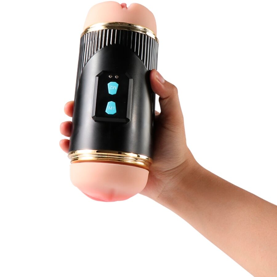 SHEQU - KAY MASTURBADOR DOBLE CON VIBRACIÓN DUAL BOCA Y VAGINA