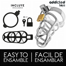 ADDICTED TOYS LOCKED - SILVER LOCK JAULA PARA PENE DE METAL TALLA M