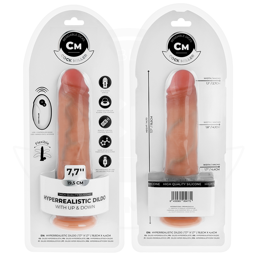 COCK MILLER - DILDO HIPERREALÍSTICO CON VENTOSA Y THRUSTING CON CONTROL REMOTO 19,5 CM