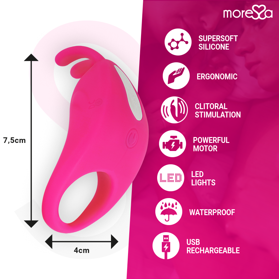 MORESSE Brad Premium Silicone Rosa – Juguete Recargable Con Diseño Innovador Para Placer Compartido