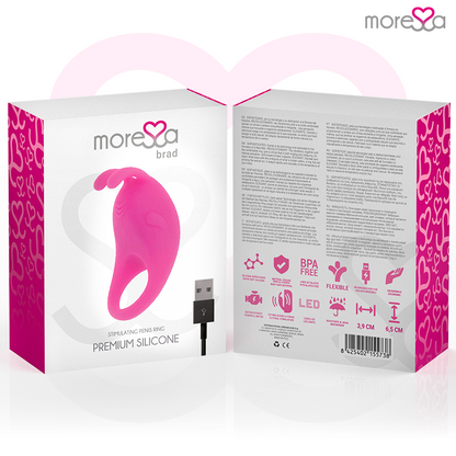 MORESSE Brad Premium Silicone Rosa – Juguete Recargable Con Diseño Innovador Para Placer Compartido