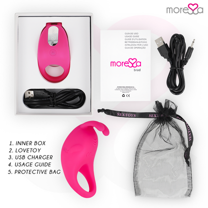 MORESSE Brad Premium Silicone Rosa – Juguete Recargable Con Diseño Innovador Para Placer Compartido
