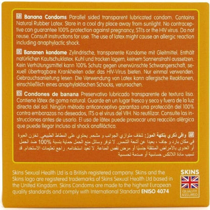 SKINS - PRESERVATIVOS PREMIUM SABOR PLÁTANO PACK 4