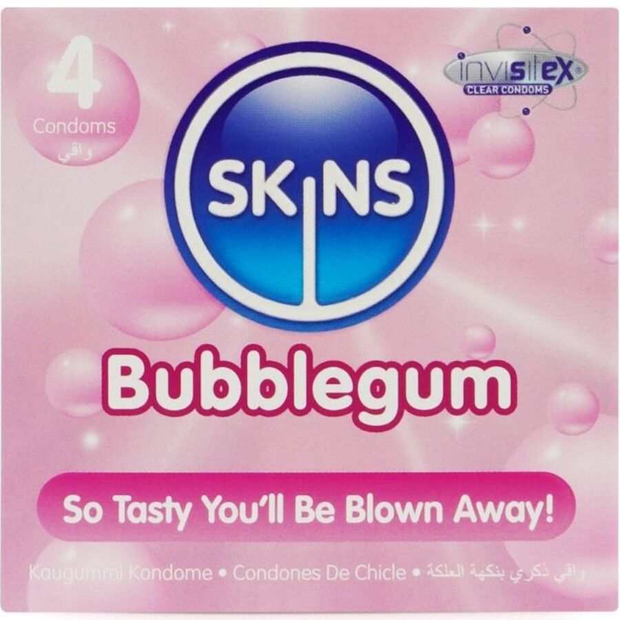 SKINS - PRESERVATIVOS PREMIUM SABOR CHICLE PACK 4
