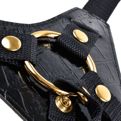 Fetish Fantasy Gold Harness Design – Imbracatura regolabile in PVC e lattice per un comfort personalizzato
