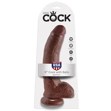 KING COCK - 9 PENE REALÍSTICO MARRÓN 22.9 CM