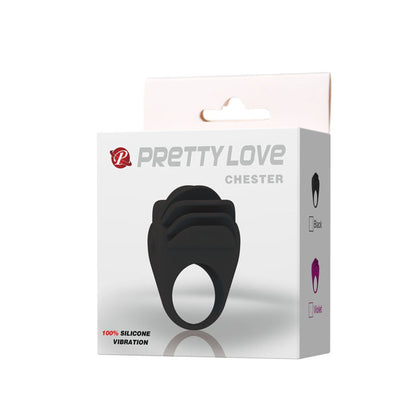 Pretty Love Chester Anillo Vibrador Negro – Silicona Médica Con Bala Vibradora Fácil De Usar
