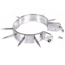 Comprar Metal Hard Collar Con Puntas – Collar De Metal Con Diseño Brillante Y Anilla En O Para Bondage-Noxtic