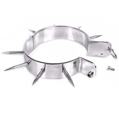 Metal Hard Collar Con Puntas – Collar De Metal Con Diseño Brillante Y Anilla En O Para Bondage