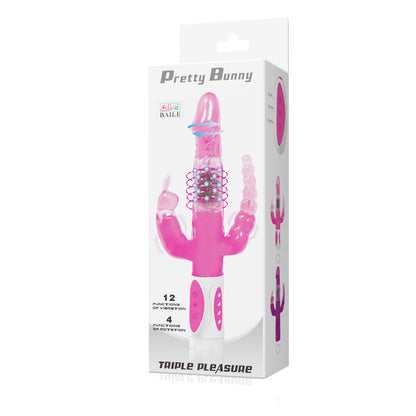 Vibratore rotante BAILE Pretty Bunny – 12 velocità con stimolatore anale per un piacere personalizzato