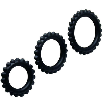 Comprar BAILE Titan Set 3 Piezas Negro – Anillos De Sujeción Adaptables Y Sumergibles Para Placer Intenso-Noxtic