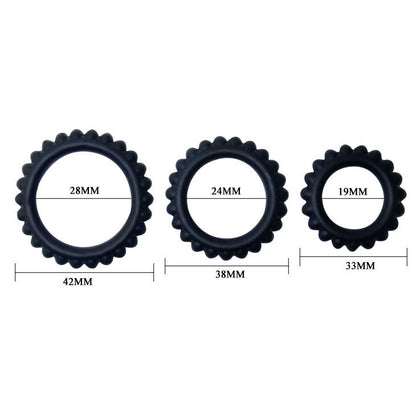 Comprar BAILE Titan Set 3 Piezas Negro – Anillos De Sujeción Adaptables Y Sumergibles Para Placer Intenso-Noxtic