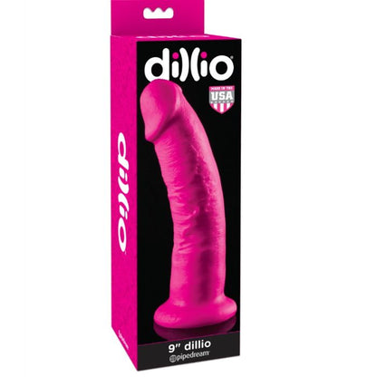 DILLIO Dildo rosa con ventosa da 9 pollici – Appiccicoso per un uso versatile su superfici piane