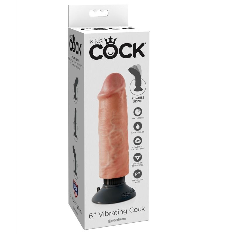 KING COCK Dildo Vibrador 15.24 CM Natural – Diseño Realista Para Una Experiencia Única