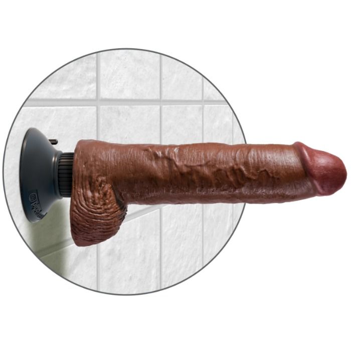 KING COCK Dildo Vibrante con Testicoli 25,5 cm Marrone – Design Realistico con Potente Funzionalità