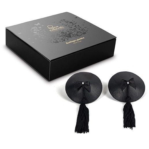 Comprar BIJOUX Burlesque Cubrepezones Negro – Diseño Elegante Con Borlas Hipnotizadoras-Noxtic