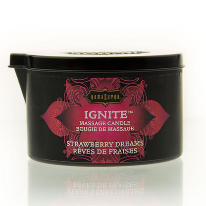 KAMASUTRA Vela De Masaje Sueños De Fresa 170 Gr – Aroma Sensual Con Aceite Hidratante Para Masajes Reconfortantes