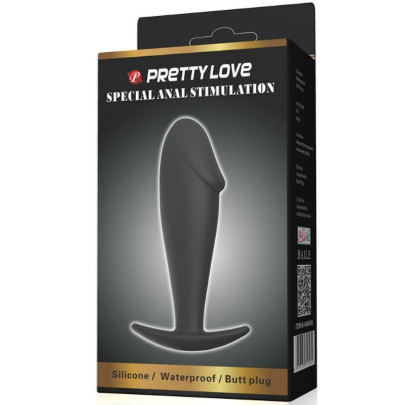 PRETTY LOVE Plug Anal Silicona Negro – Diseño Ergonómico Con Asa Para Fácil Manejo