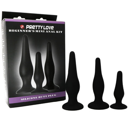 PRETTY LOVE Kit Iniciación Anal – Plugs De Silicona Para Principiantes Con Diseño Confortable