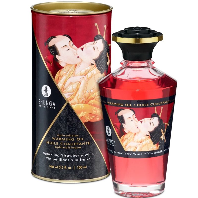 Comprar SHUNGA Aceite Masaje Efecto Calor Fresas y Cava 100 ml – Aceite Con Textura Sedosa Para Placer Sensorial-Noxtic