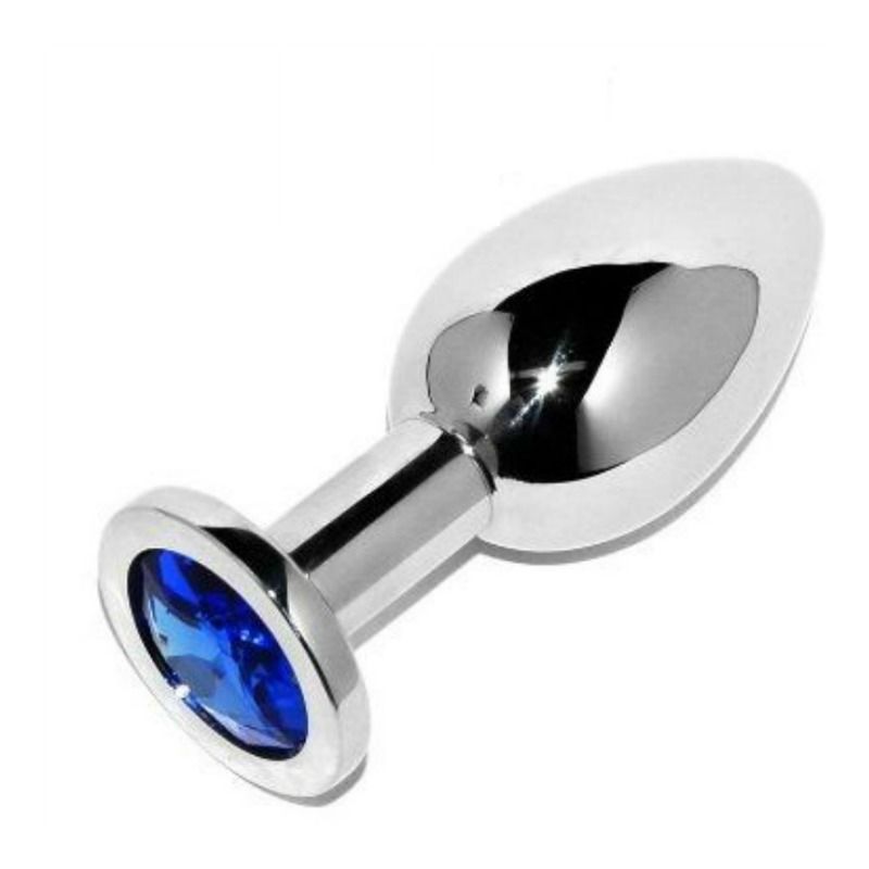 Plug anale METAL HARD piccolo diamante blu - Acciaio ipoallergenico sommergibile per doccia o spa