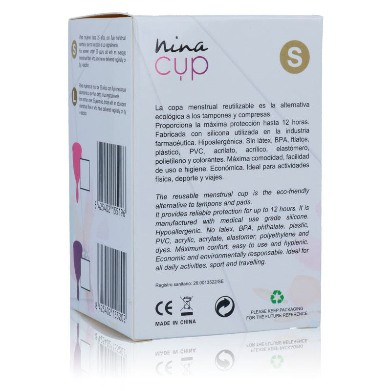 Coppetta mestruale NINA KIKÍ rosa taglia S – Silicone ecologico per uso quotidiano con comfort di lunga durata