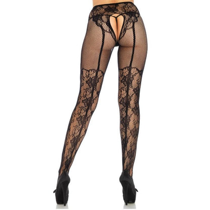 Comprar Leg Avenue Medias Altas Con Abertura Trasera – Diseño Floral Con Lacitos Decorativos-Noxtic