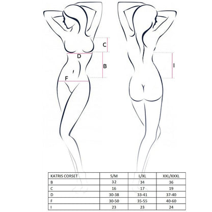 PASSION Donna Katriss Corsetto Nero Taglia L/XL – Corsetto Elegante per Esaltare la Tua Silhouette con Stile