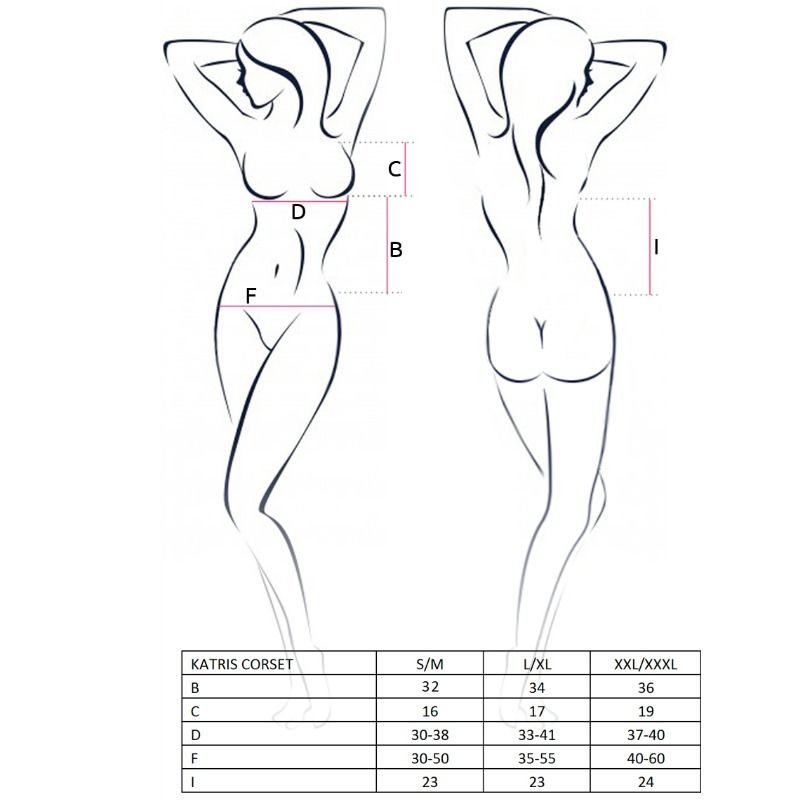 PASSION Donna Katriss Corsetto Nero Taglia L/XL – Corsetto Elegante per Esaltare la Tua Silhouette con Stile