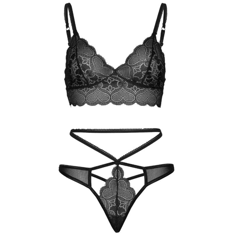 Comprar Leg Avenue Set 2 Piezas Con Tanga Doble Tiranta M/L Negro – Conjunto Elegante Con Diseño Sofisticado-Noxtic