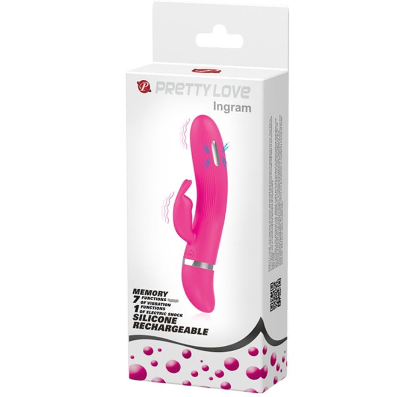 PRETTY LOVE Flirtation Ingram – Vibratore a forma di coniglio con stimolazione elettrica e 7 funzioni di vibrazione