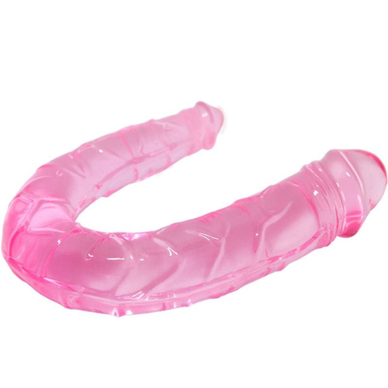 BAILE Double Pink Dong – Dildo compatto traslucido per doppia stimolazione