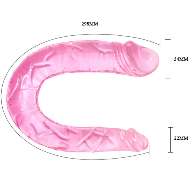 BAILE Double Pink Dong – Dildo compatto traslucido per doppia stimolazione