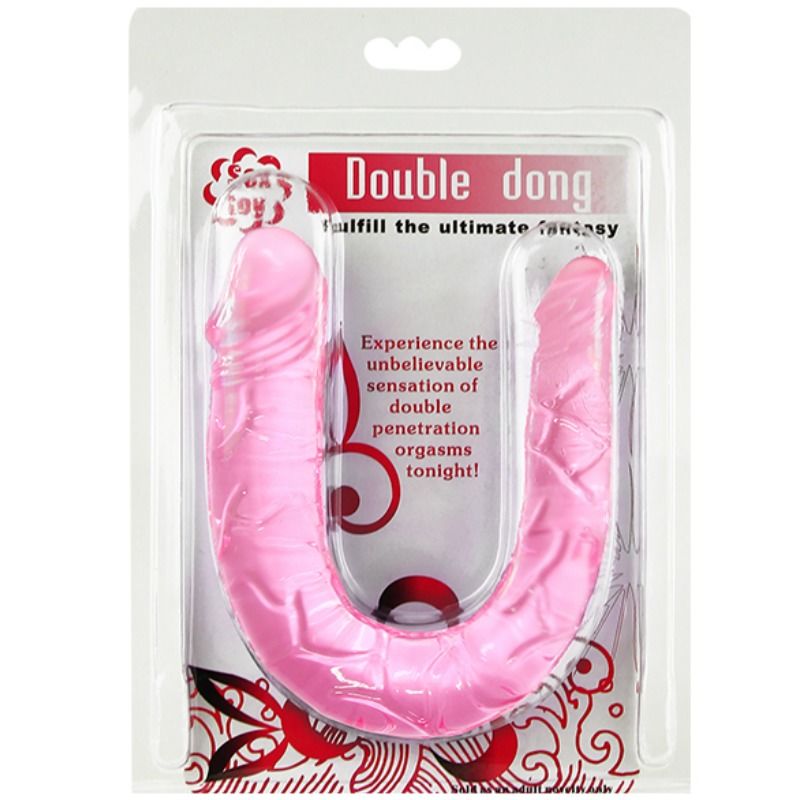 BAILE Double Pink Dong – Dildo compatto traslucido per doppia stimolazione