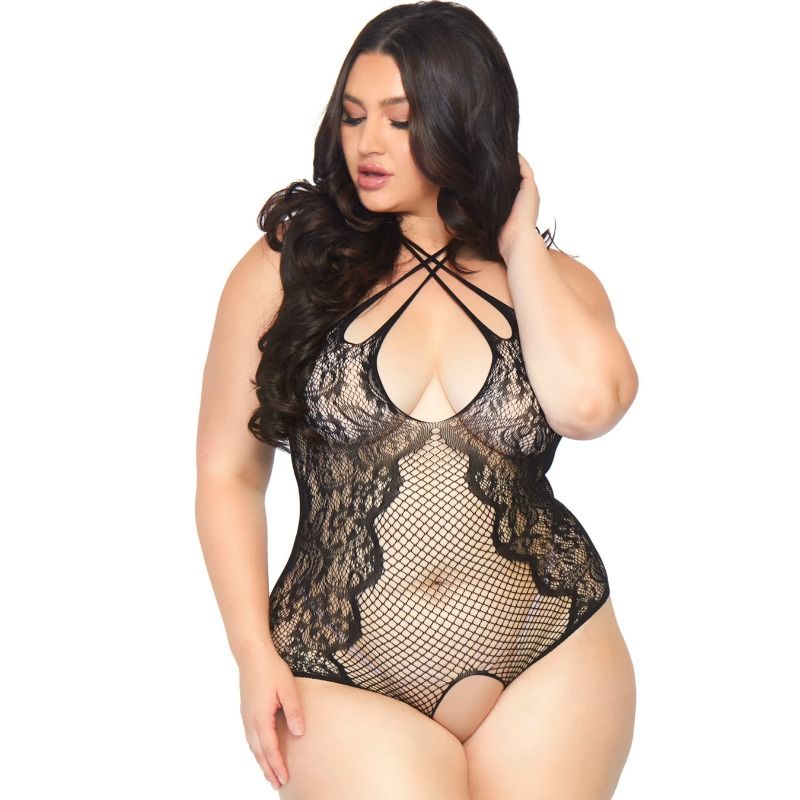 Comprar Leg Avenue Teddy Con Abertura 1X-2X – Body De Encaje Con Diseño Seductor Y Elegante-Noxtic