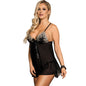 Comprar SUBBLIME Babydoll Negro Y Beige – Elegante Encaje Floral Para Comodidad Sensual-Noxtic