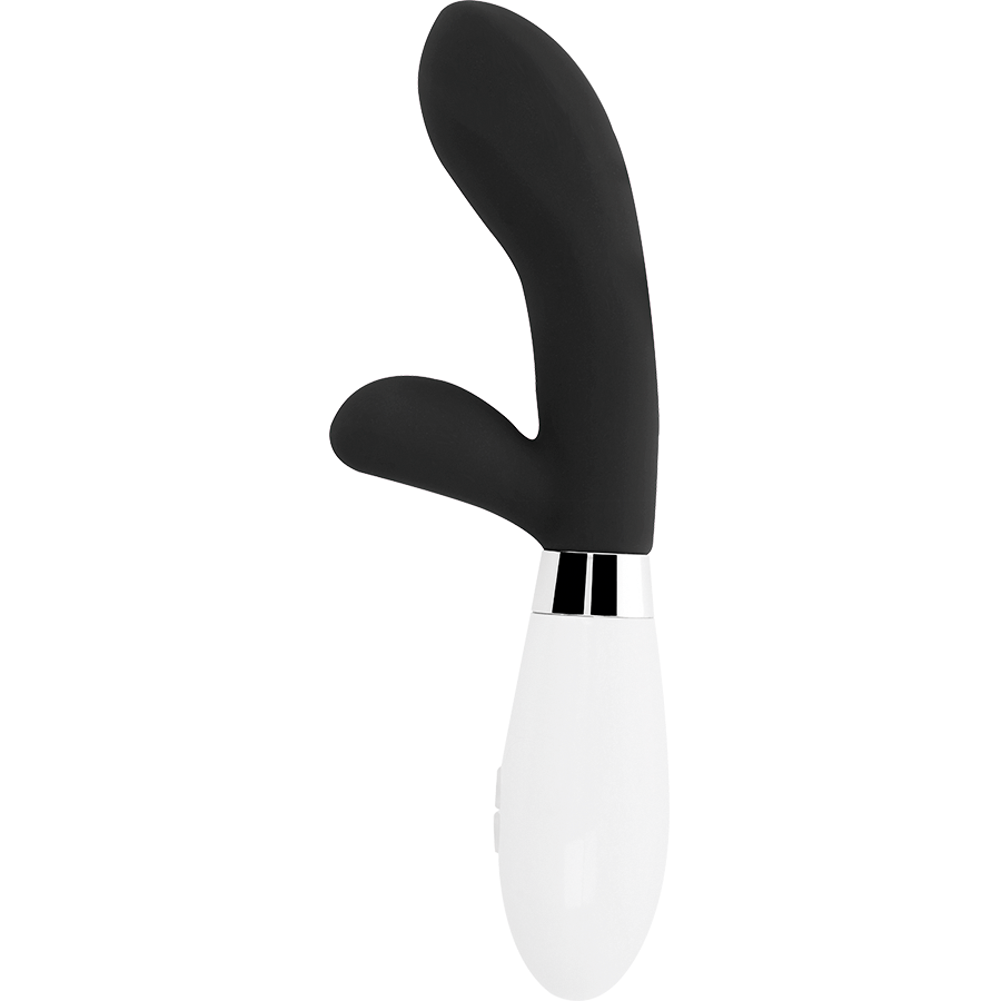 GLOSSY Jackson Rabbit Negro – Masajeador Ergonómico Con Potente Motor Para Placer Intenso