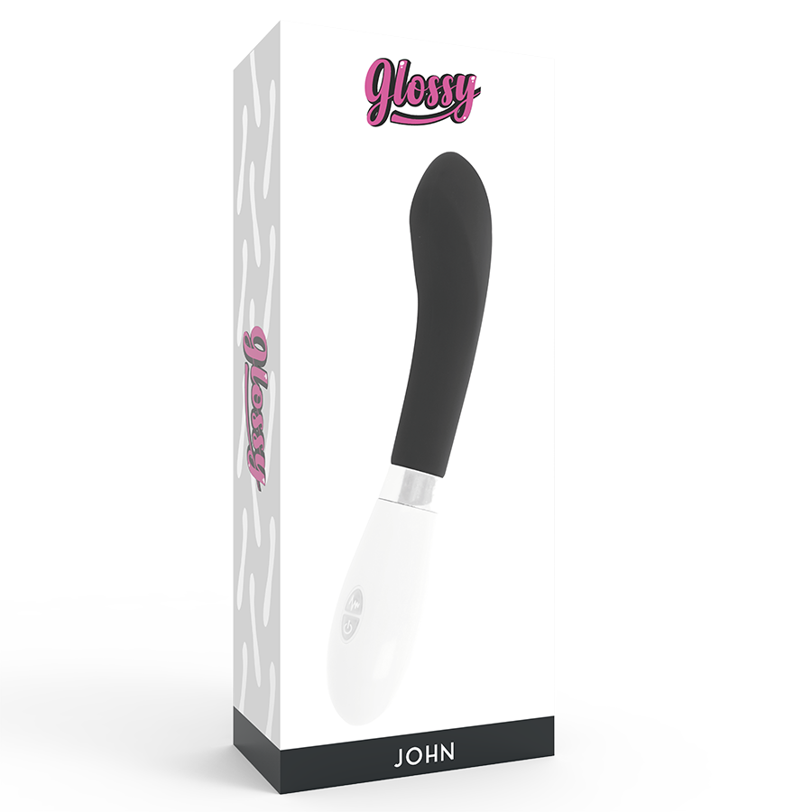 GLOSSY John Vibrador Negro – Diseño Ergonómico Con Curva Natural Para Comodidad Perfecta