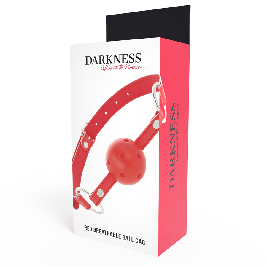 DARKNESS Mordaza Transpirable Roja – Ajuste Perfecto Con Correas De Cuero Elegantes