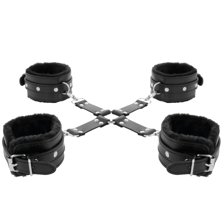 DARKNESS - BLACK LEATHER HAND AND FOOT CUFFS