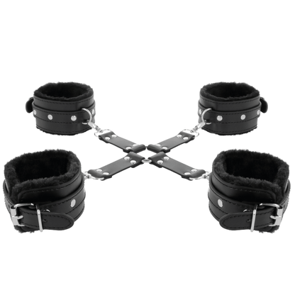 DARKNESS - BLACK LEATHER HAND AND FOOT CUFFS