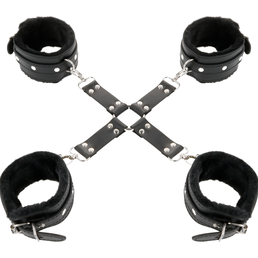 DARKNESS - BLACK LEATHER HAND AND FOOT CUFFS