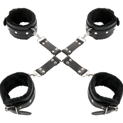 DARKNESS - BLACK LEATHER HAND AND FOOT CUFFS