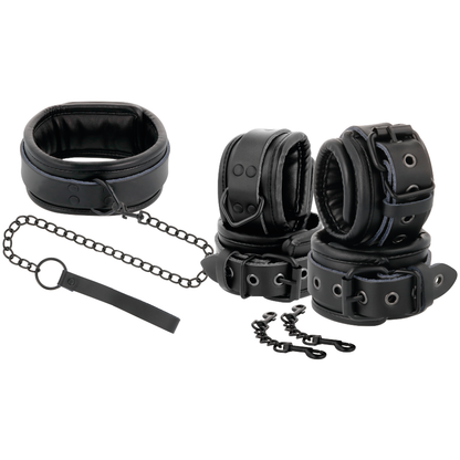 Comprar DARKNESS Esposas Y Collar De Cuero Negro – Diseño Elegante Para Explorar Tu Placer Con Confianza-Noxtic