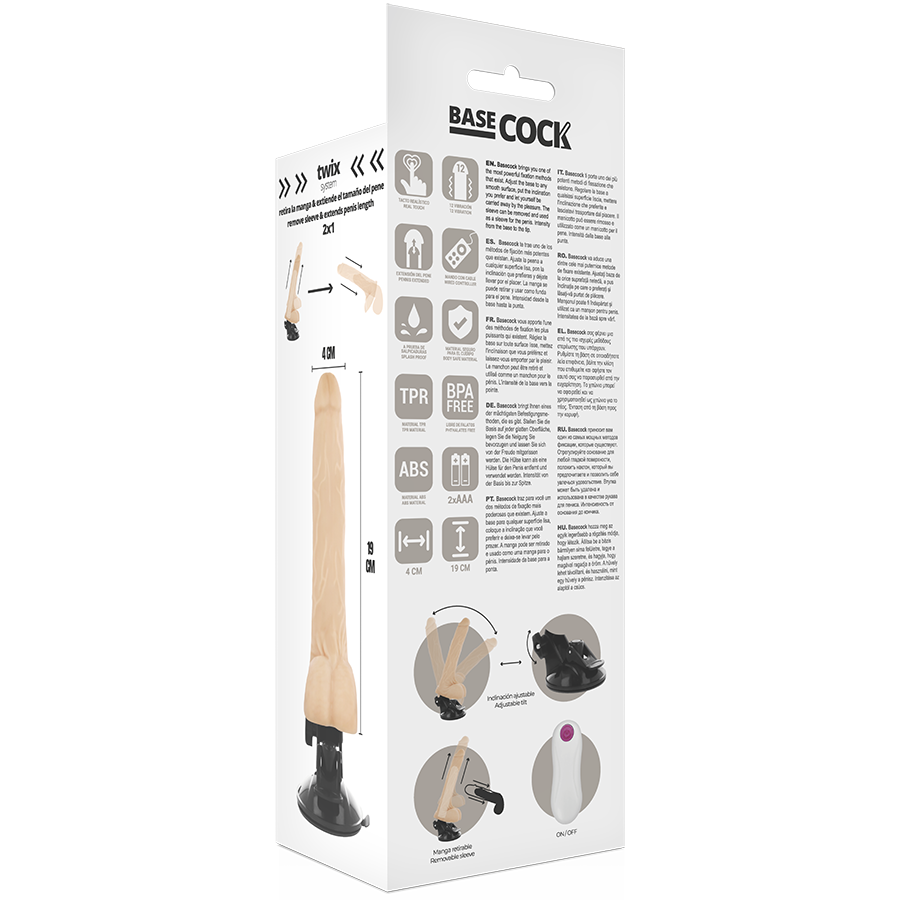 Basecock Vibrador Realista Control Remoto 19 Cm – Vibrador Recargable Con Estimulación Personalizada